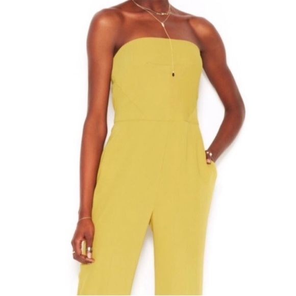 RACHEL Rachel Roy Jumpsuit Womens Size 4 Strapless Yellow Mustard - Picture 3 of 11